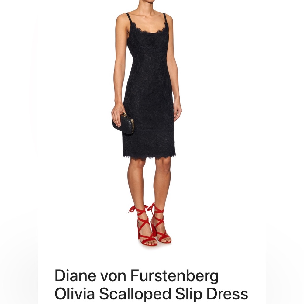 ❤️Diane Von Furstenberg NWT Olivia Black on Black Lace Dress.  Size 14.